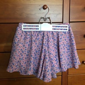 Pink and blue floral shorts
